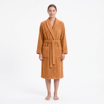 Bathrobe in 100% Cotton Toffee Brown